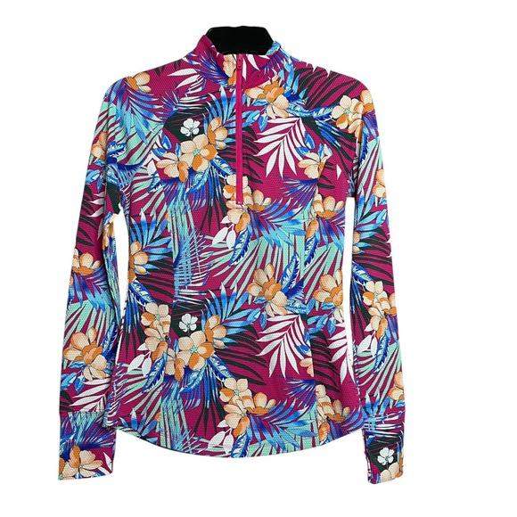 Tommy Bahama Jackets & Blazers - Tommy Bahama Women‎ Sz XS Golf  Tennis  Jacket Floral 1/4 Zip Long Sleeve UPF 50